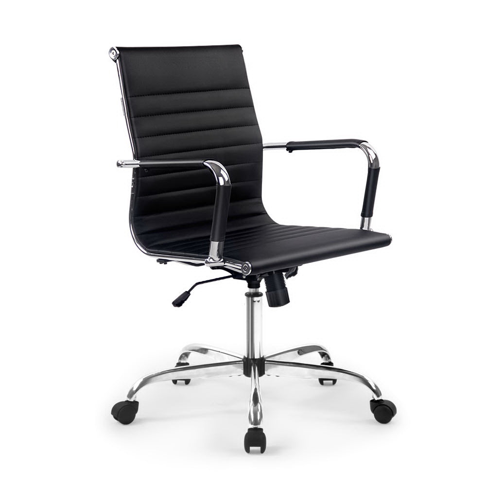 Eames Replica Office Chair Executive Mid Back Seating PU Leather Black