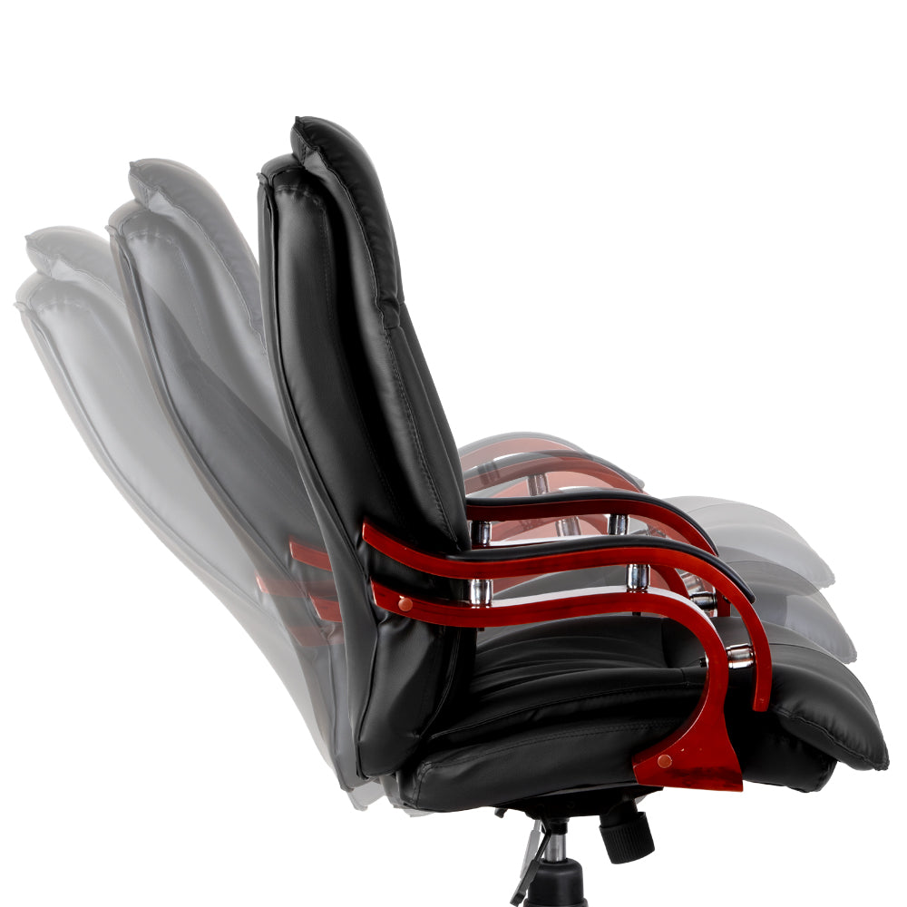 Artiss Executive Wooden Office Chair Wood Computer Chairs Leather Seat Sierra