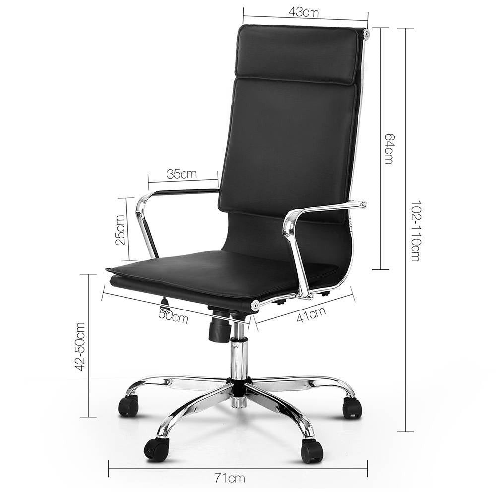 PU Leather High Back Office Desk Chair - Black