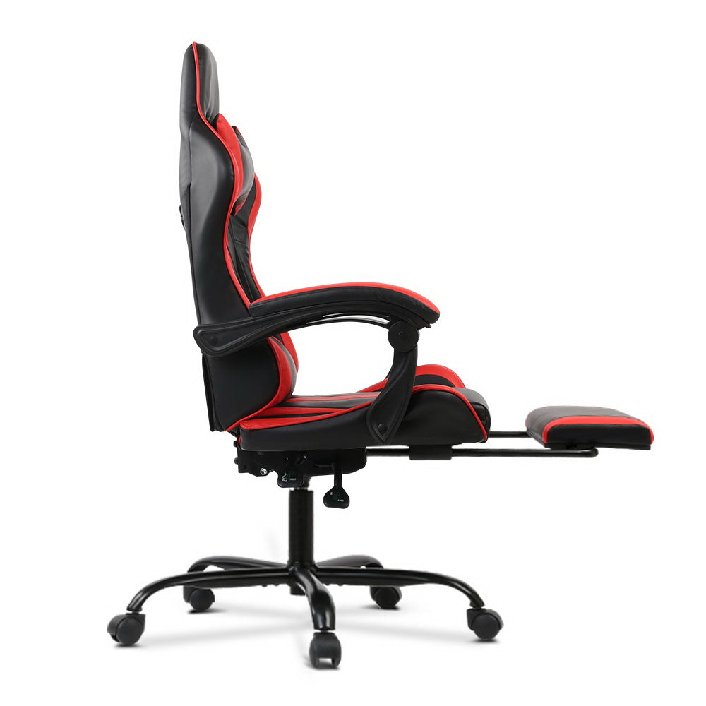 Reclining Office Desk Gaming Chair - Black and Red