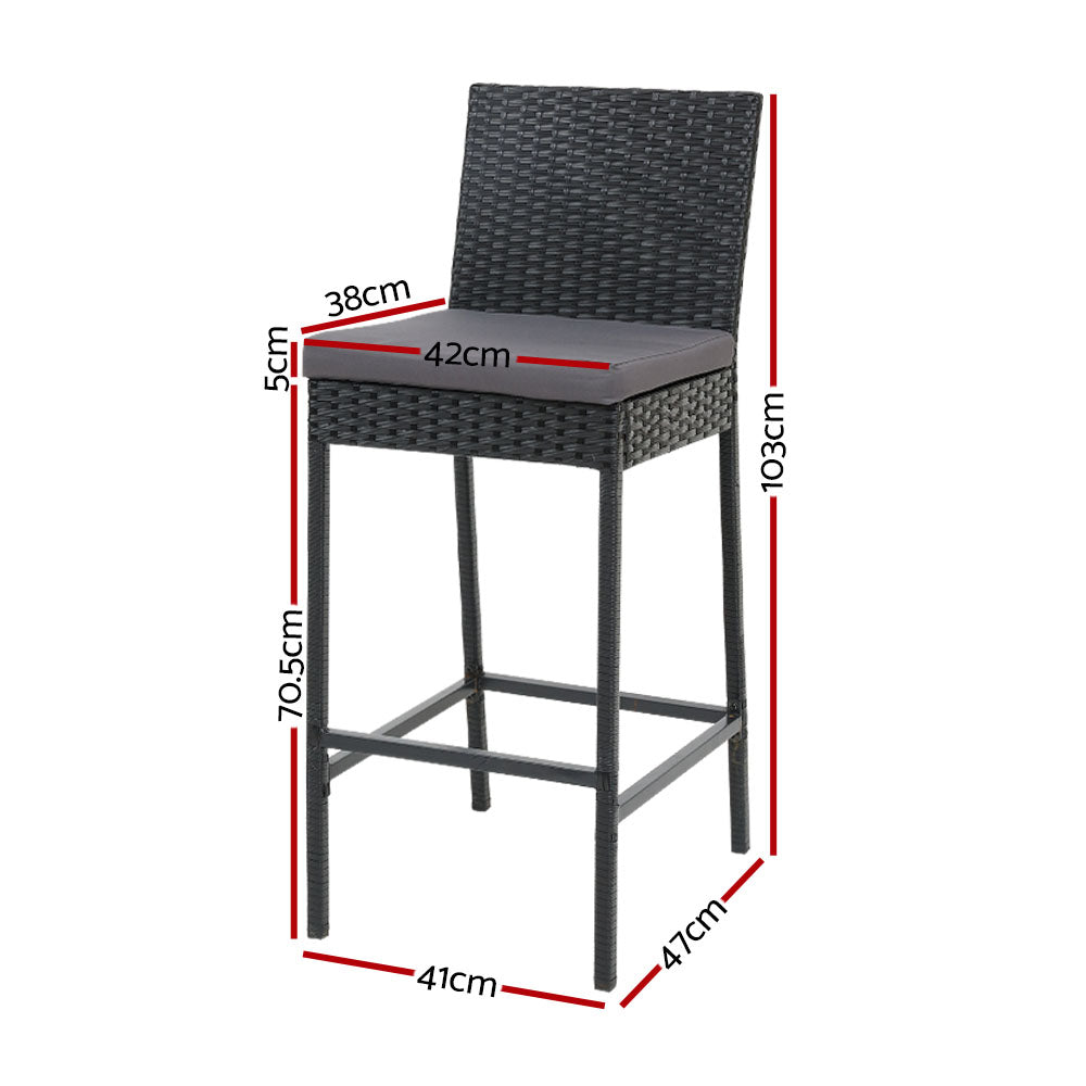 Gardeon Set of 4 Outdoor Bar Stools Dining Chairs Wicker Furniture