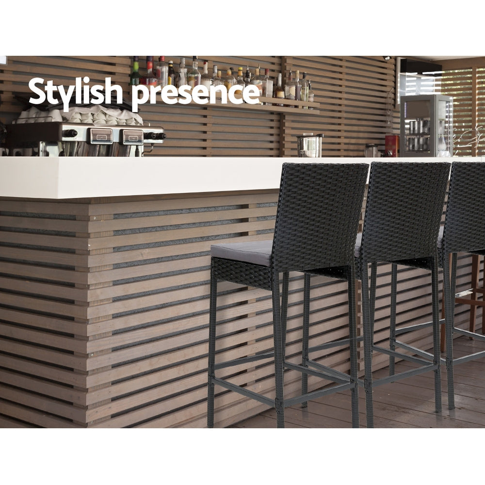 Gardeon Set of 4 Outdoor Bar Stools Dining Chairs Wicker Furniture