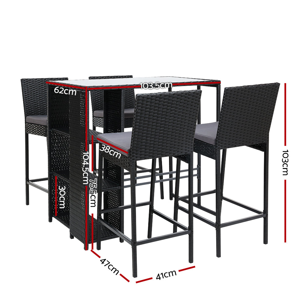 Gardeon Outdoor Bar Set Table Stools Furniture Dining Chairs Wicker Patio Garden