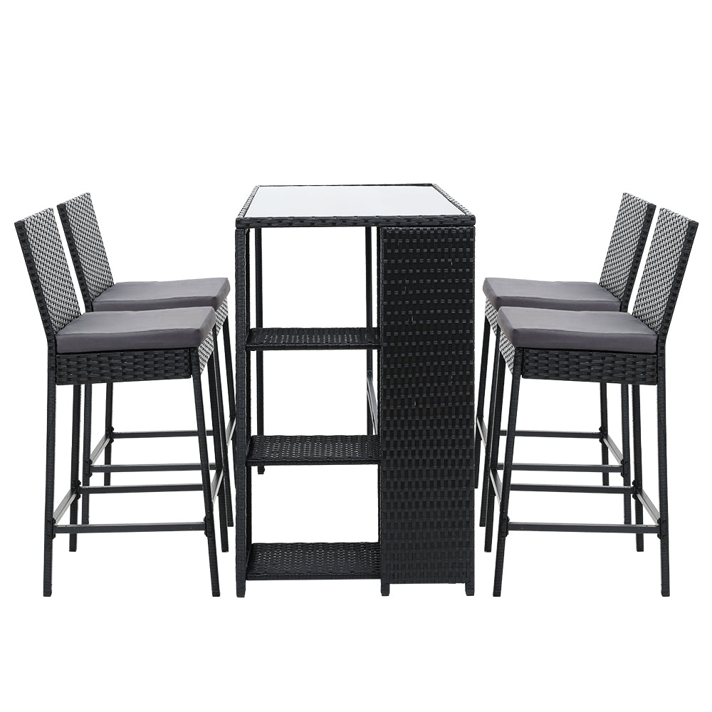 Gardeon Outdoor Bar Set Table Stools Furniture Dining Chairs Wicker Patio Garden