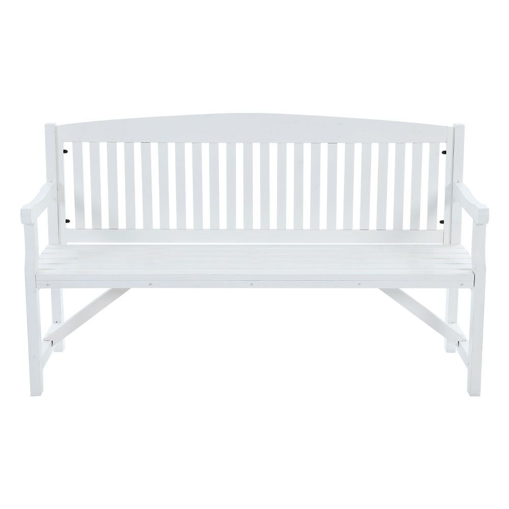 Gardeon Wooden Garden Bench Chair Outdoor Furniture Patio Deck 3 Seater White