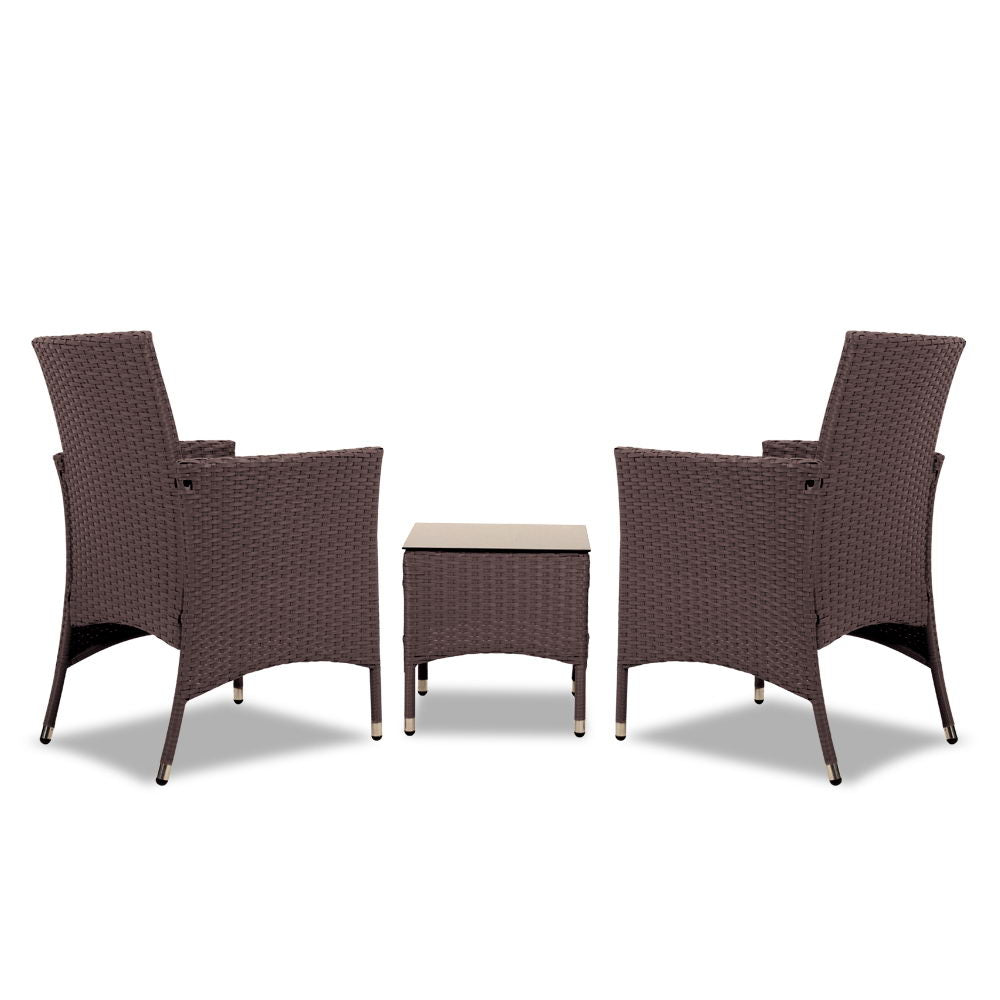 Gardeon 3 Piece Rattan Outdoor Furniture Set - Brown