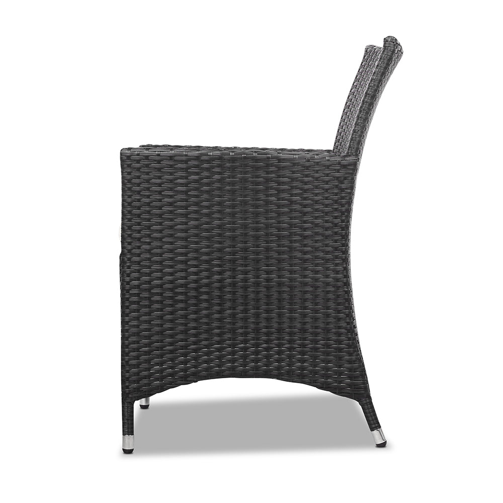 Gardeon 3pc Bistro Wicker Outdoor Furniture Set Black