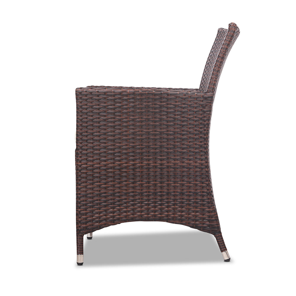 Gardeon 3pc Bistro Wicker Outdoor Furniture Set Brown