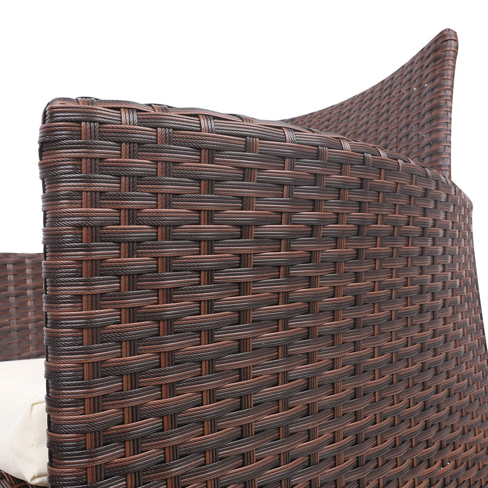 Gardeon 3pc Bistro Wicker Outdoor Furniture Set Brown