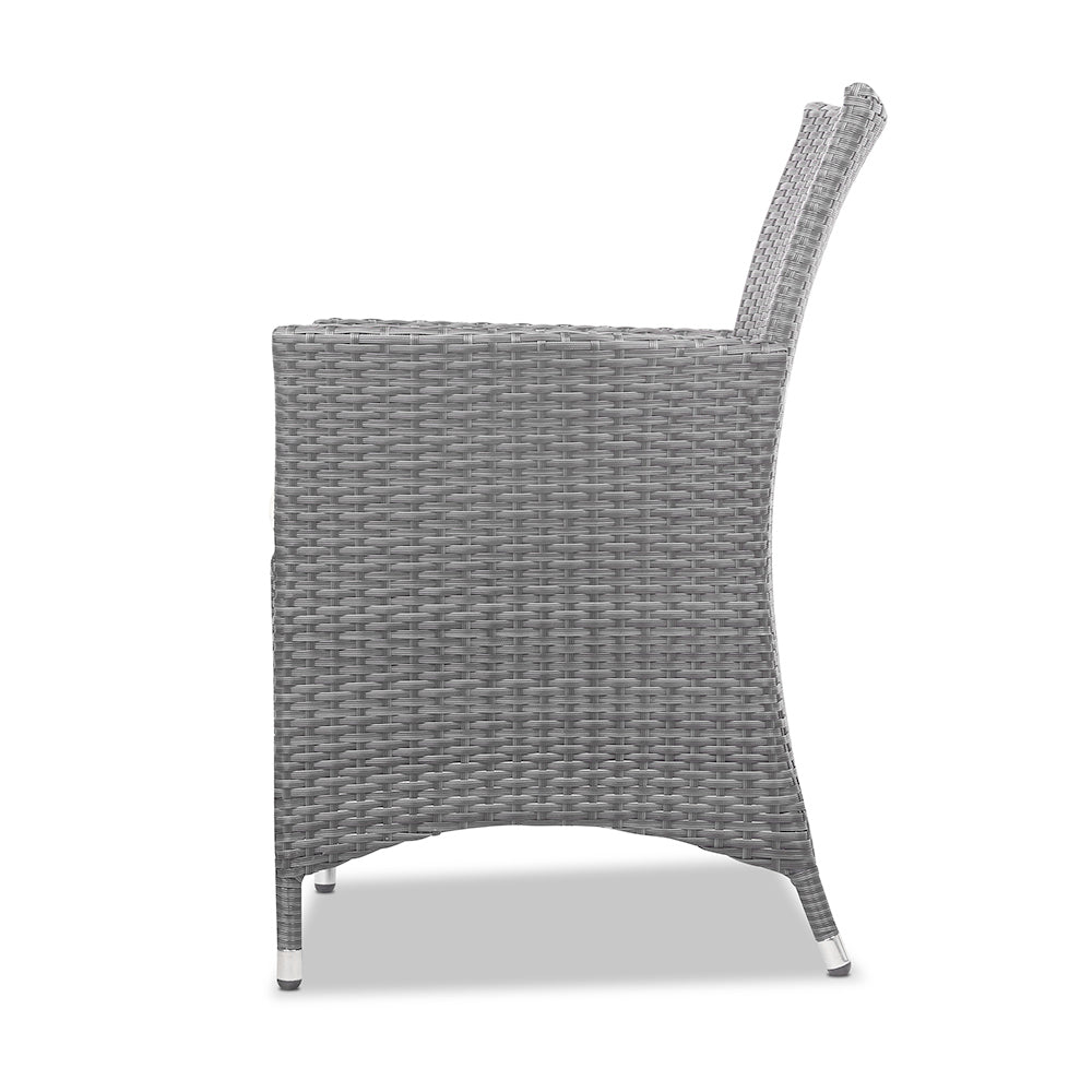 Gardeon 3pc Rattan Bistro Wicker Outdoor Furniture Set Grey