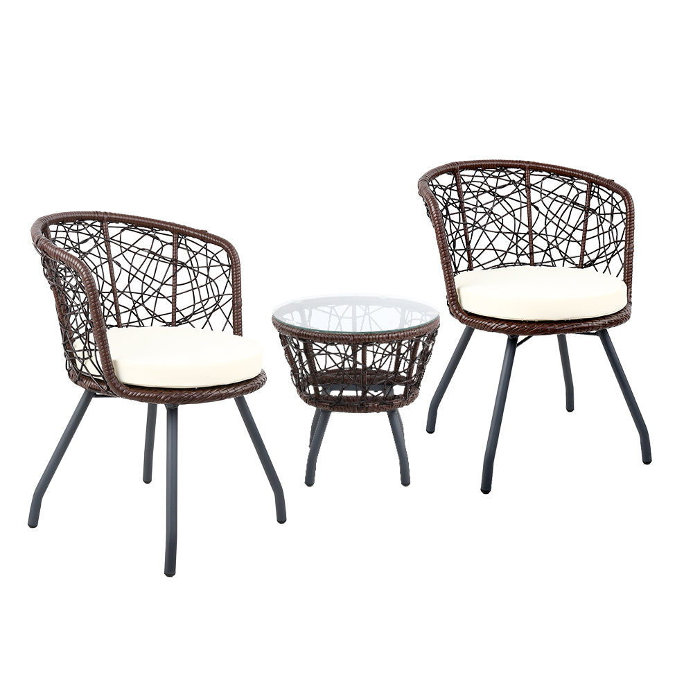 Gardeon Outdoor Patio Chair and Table - Brown