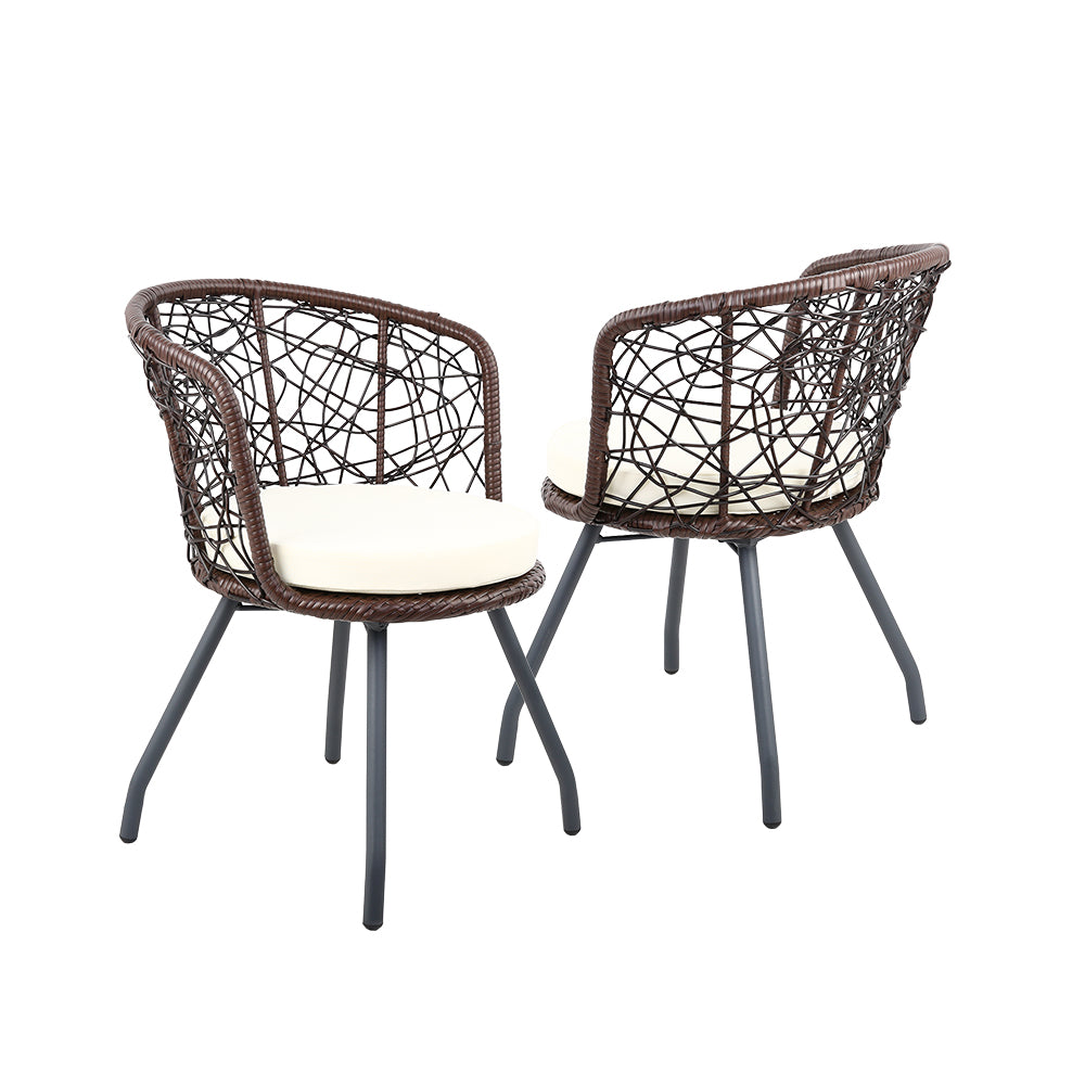 Gardeon Outdoor Patio Chair and Table - Brown