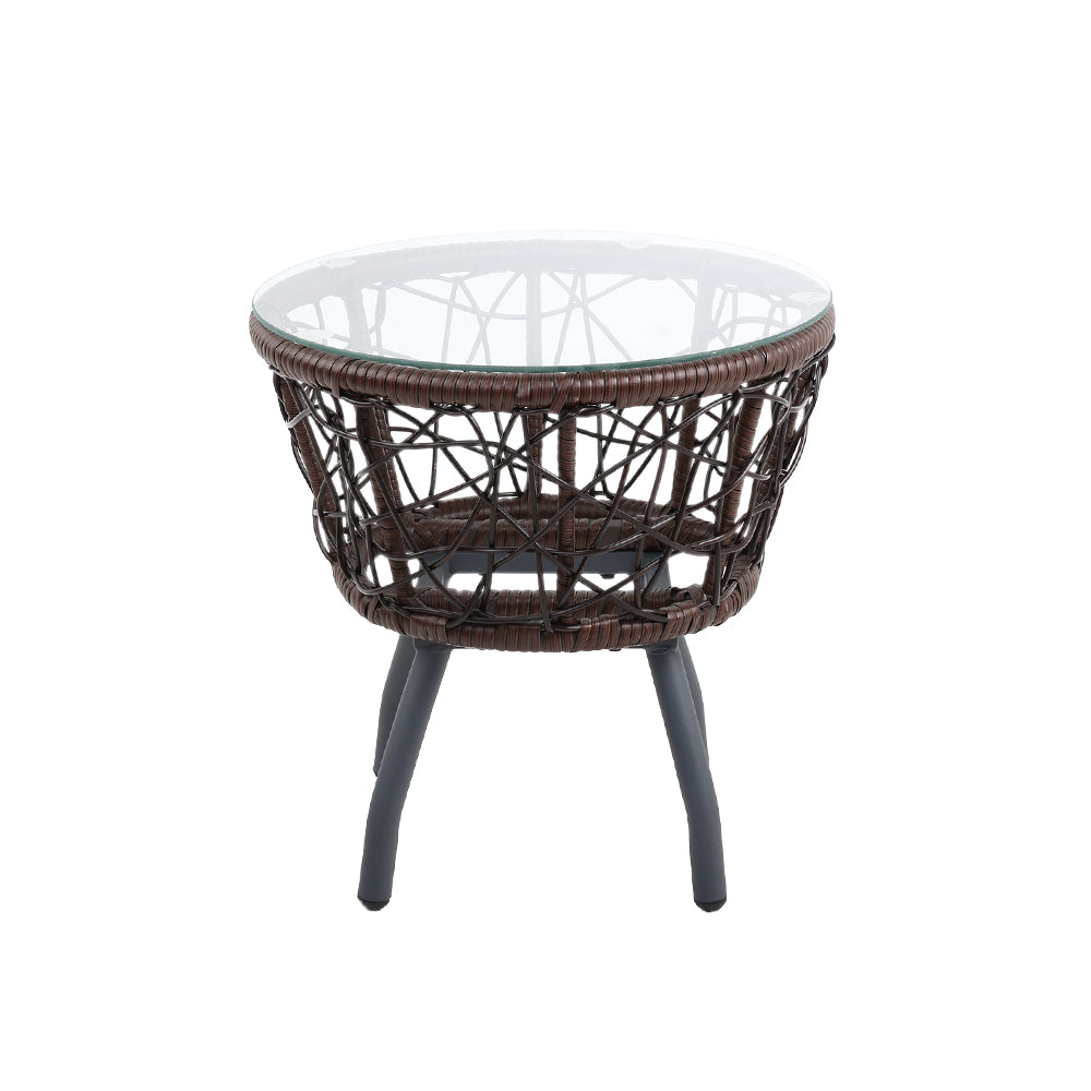 Gardeon Outdoor Patio Chair and Table - Brown