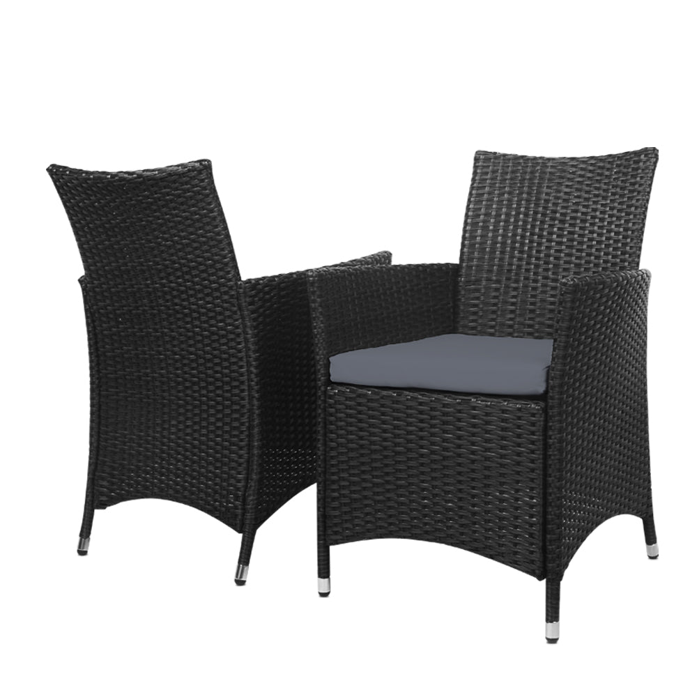 Gardeon Outdoor Furniture Wicker Chairs Bar Table Cooler Ice Bucket Patio Coffee Bistro Set
