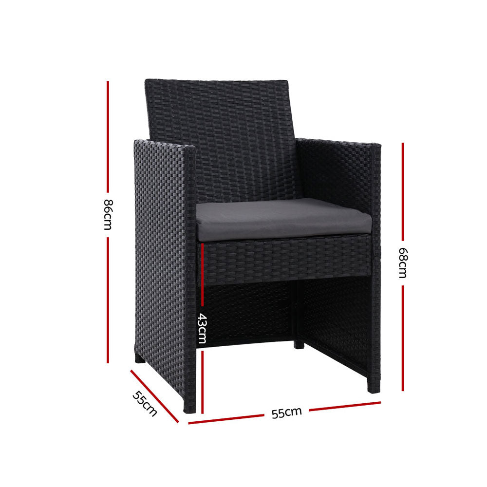 2x Gardeon Patio Furniture Outdoor Dining Chairs Setting Wicker Cushion