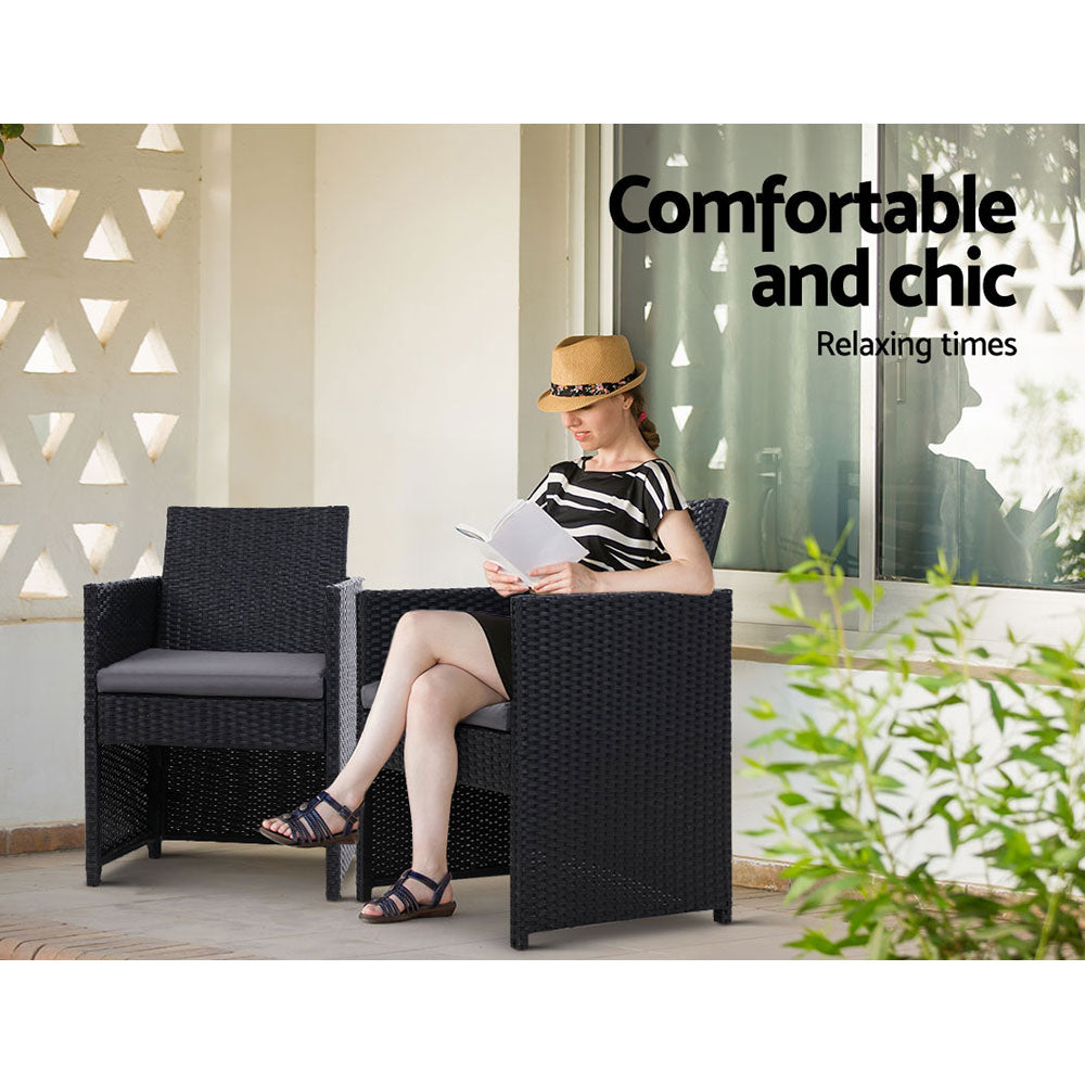 2x Gardeon Patio Furniture Outdoor Dining Chairs Setting Wicker Cushion
