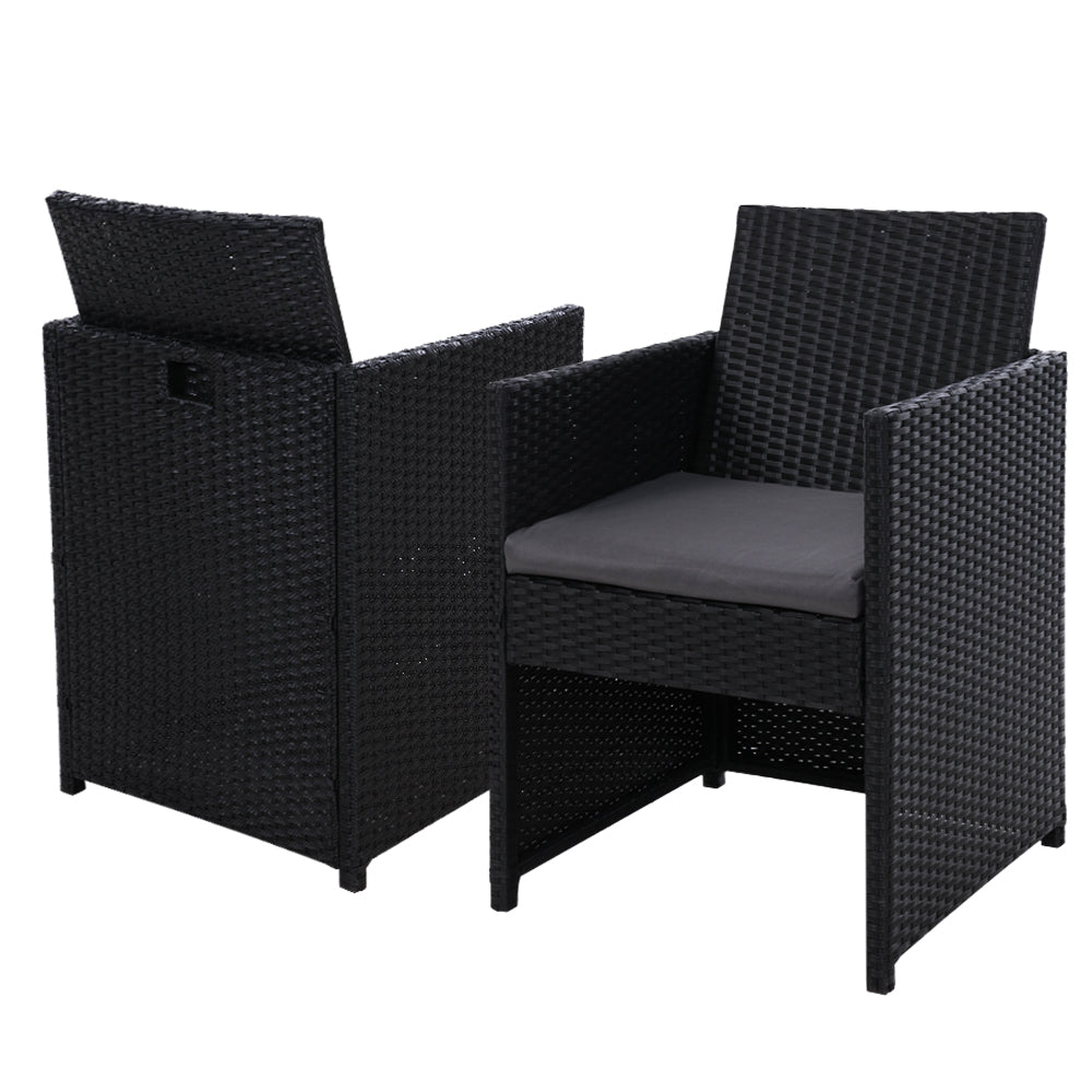 Gardeon Outdoor Furniture Wicker Chairs Bar Table Cooler Ice Bistro Set Bucket Patio Coffee