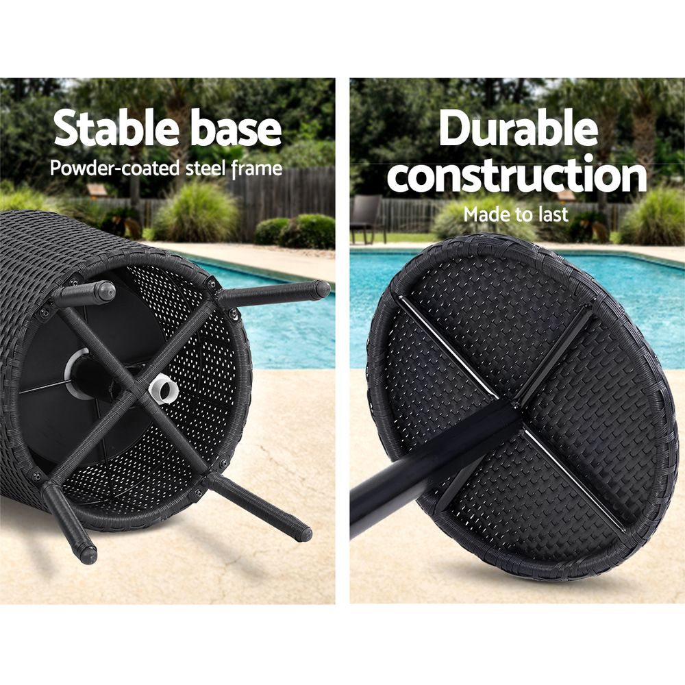 Gardeon Outdoor Furniture Wicker Chairs Bar Table Cooler Ice Bistro Set Bucket Patio Coffee