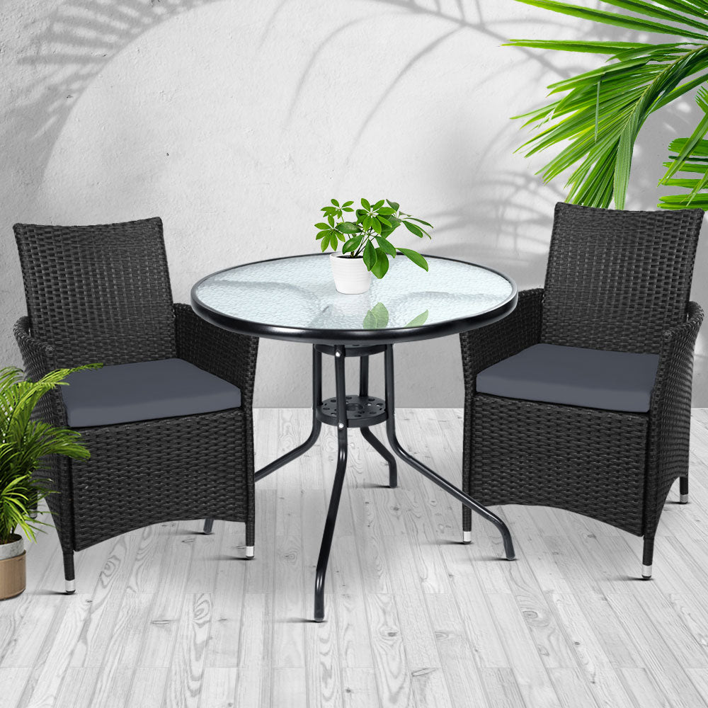 Gardeon Outdoor Furniture Dining Chair Table Bistro Set Wicker Patio Setting Tea Coffee Cafe Bar Set
