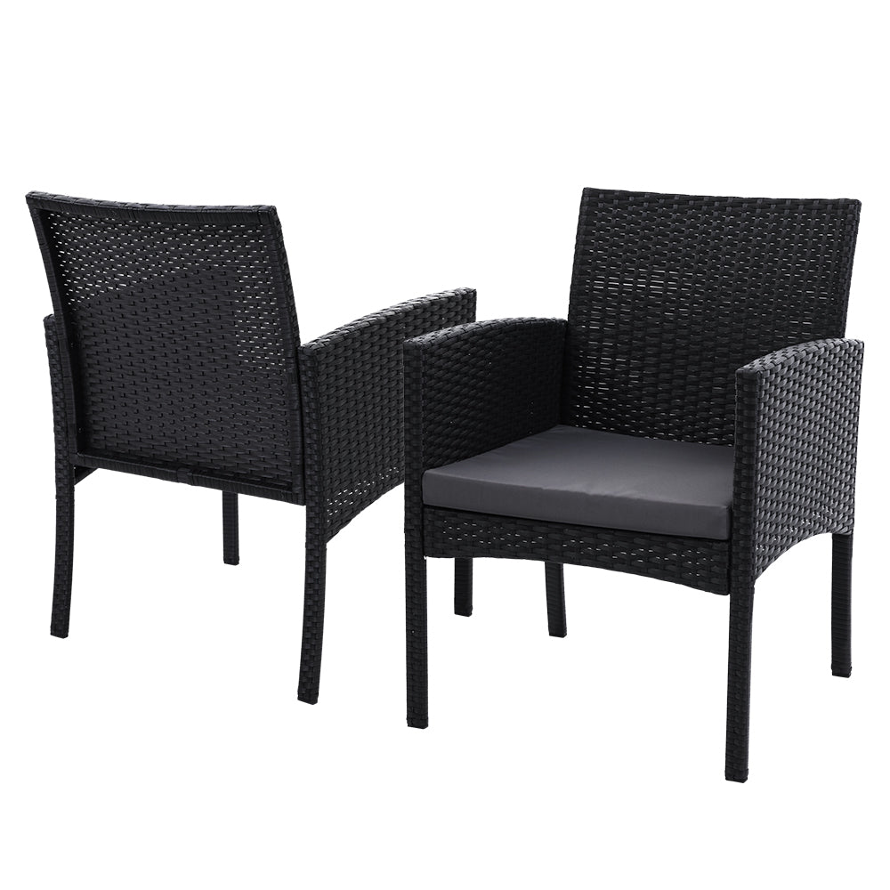 Gardeon Outdoor Furniture Wicker Chairs Bar Table Cooler Ice Bistro Set Bucket Patio Coffee