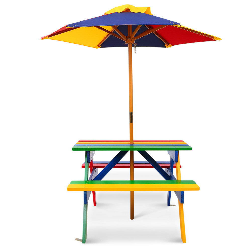 Keezi Kids Wooden Picnic Table Set with Umbrella