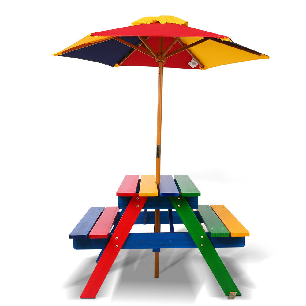 Keezi Kids Wooden Picnic Table Set with Umbrella
