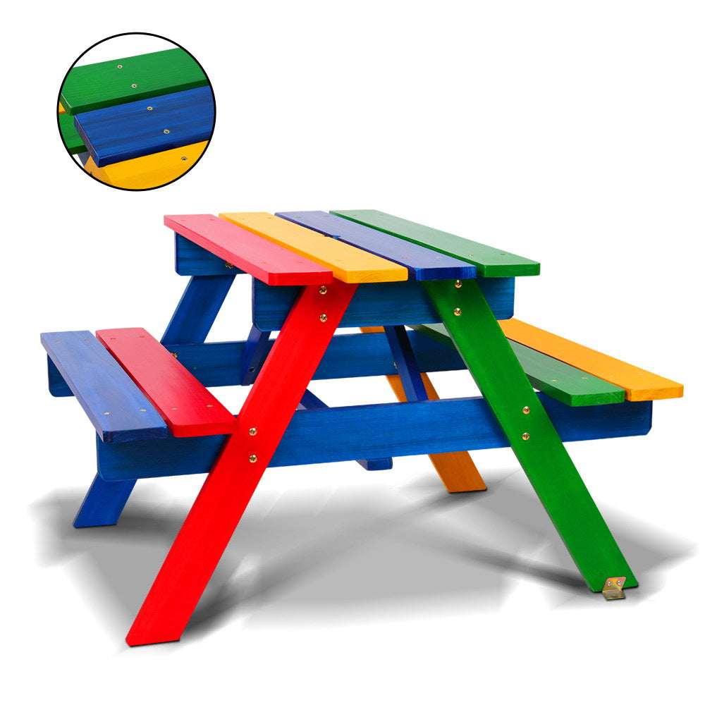 Keezi Kids Wooden Picnic Table Set with Umbrella