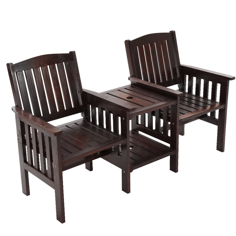 Gardeon Garden Bench Chair Table Loveseat Wooden Outdoor Furniture Patio Park Charcoal