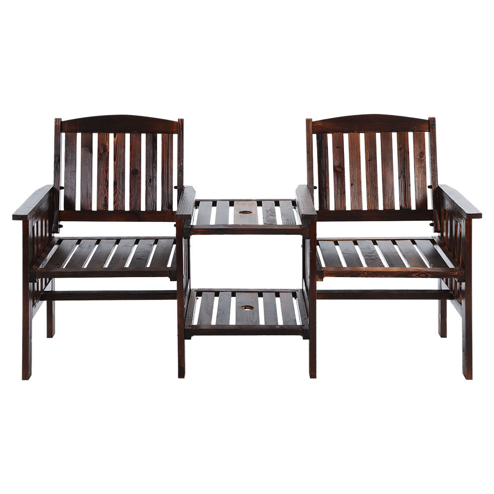 Gardeon Garden Bench Chair Table Loveseat Wooden Outdoor Furniture Patio Park Charcoal Brown