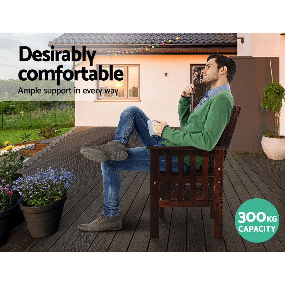 Gardeon Garden Bench Chair Table Loveseat Wooden Outdoor Furniture Patio Park Charcoal Brown