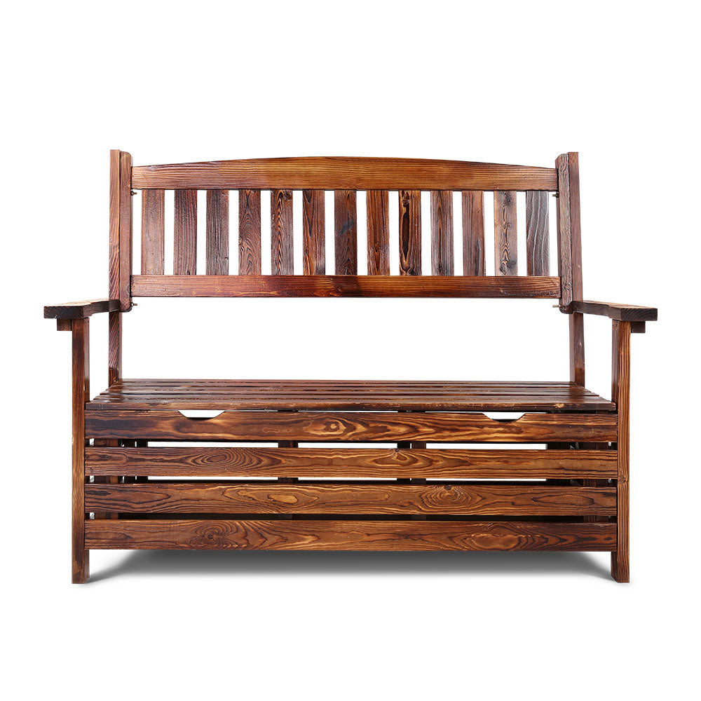 Gardeon Outdoor Storage Bench Box Wooden Garden Chair 2 Seat Timber Furniture Charcoal
