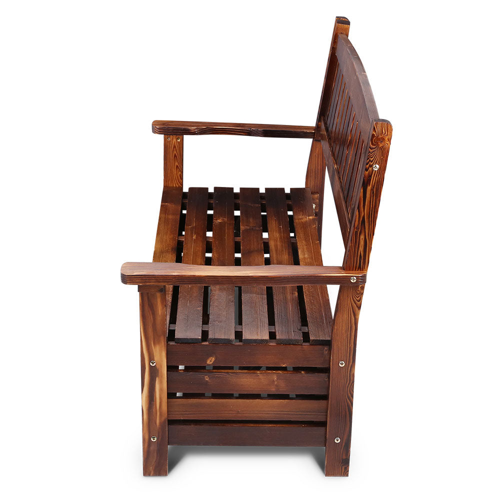 Gardeon Outdoor Storage Bench Box Wooden Garden Chair 2 Seat Timber Furniture Charcoal