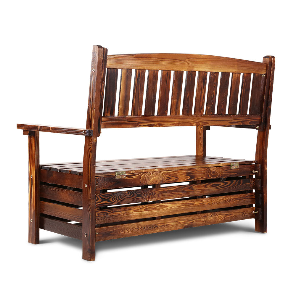 Gardeon Outdoor Storage Bench Box Wooden Garden Chair 2 Seat Timber Furniture Charcoal