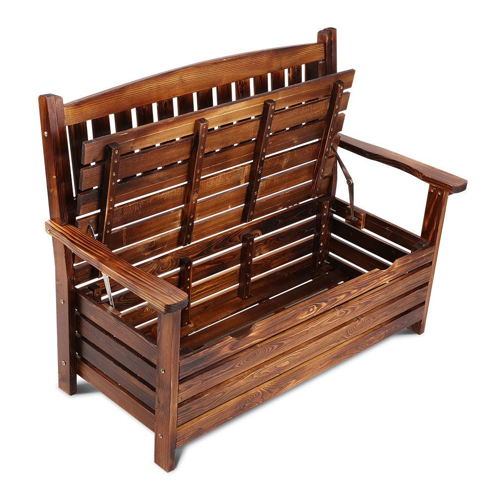 Gardeon Outdoor Storage Bench Box Wooden Garden Chair 2 Seat Timber Furniture Charcoal