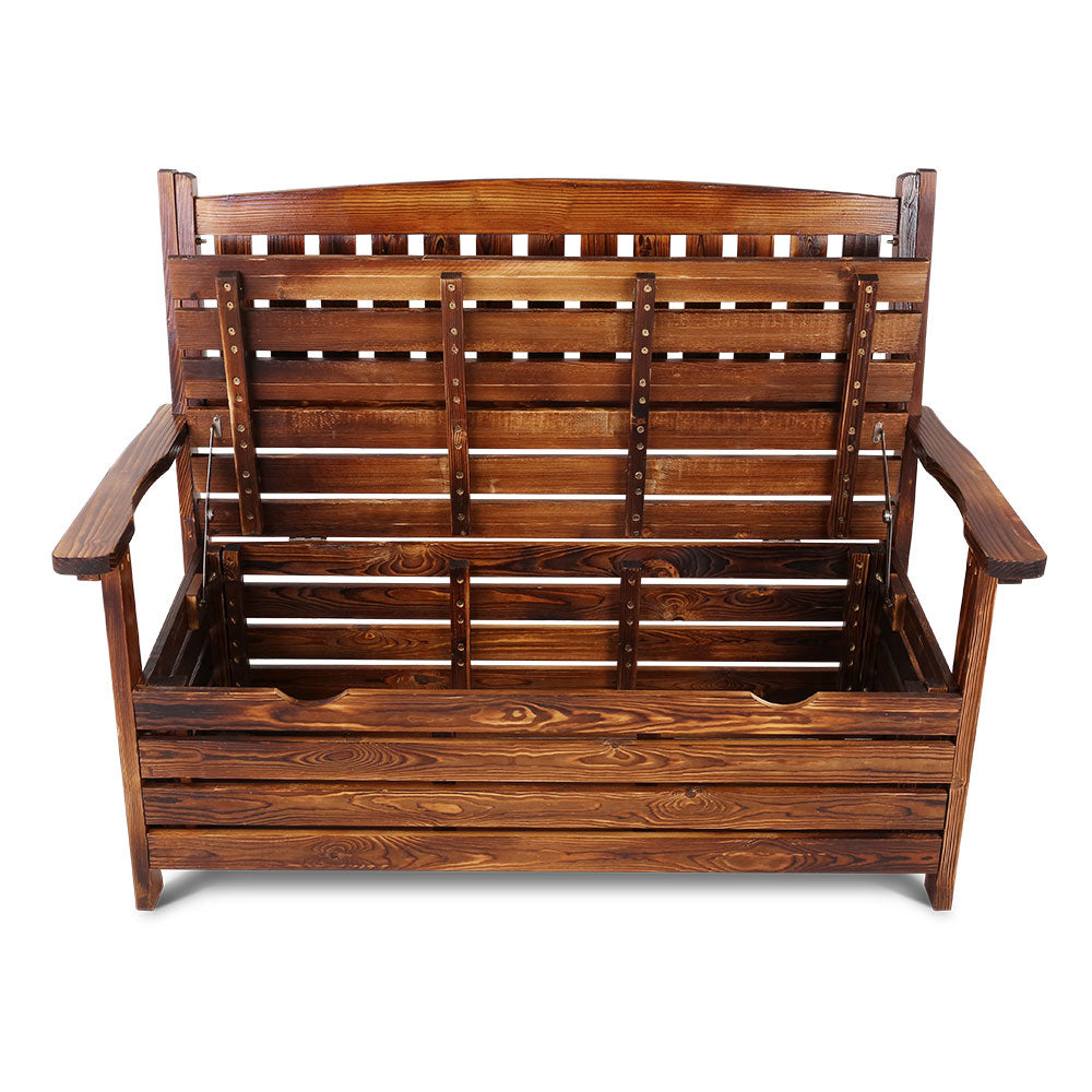 Gardeon Outdoor Storage Bench Box Wooden Garden Chair 2 Seat Timber Furniture Charcoal