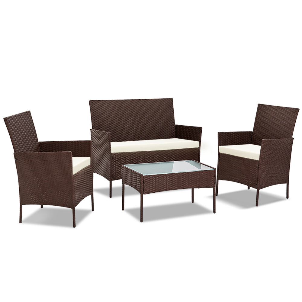 Gardeon 4-piece Rattan Outdoor Set - Brown