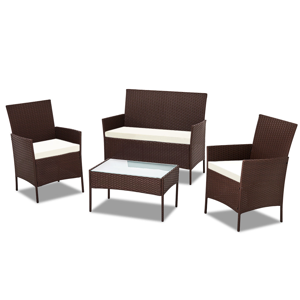 Gardeon 4-piece Rattan Outdoor Set - Brown