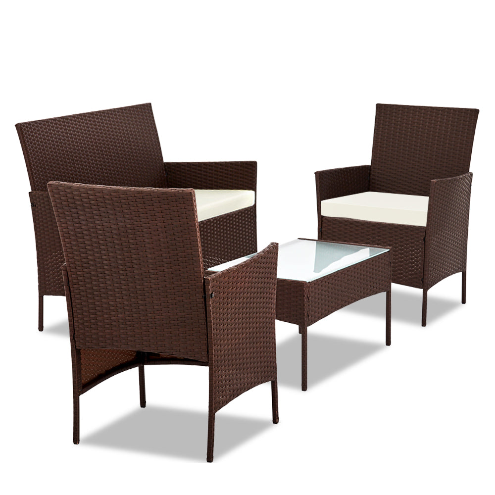 Gardeon 4-piece Rattan Outdoor Set - Brown