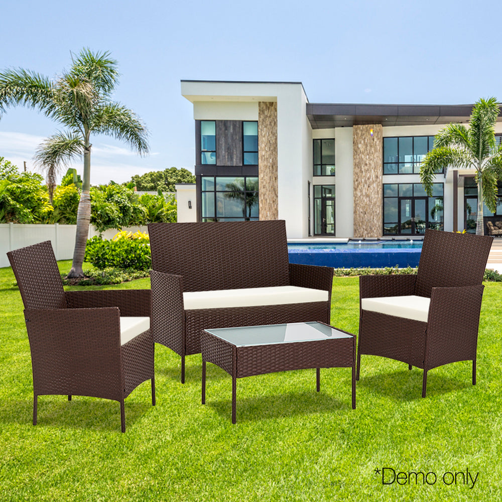 Gardeon 4-piece Rattan Outdoor Set - Brown