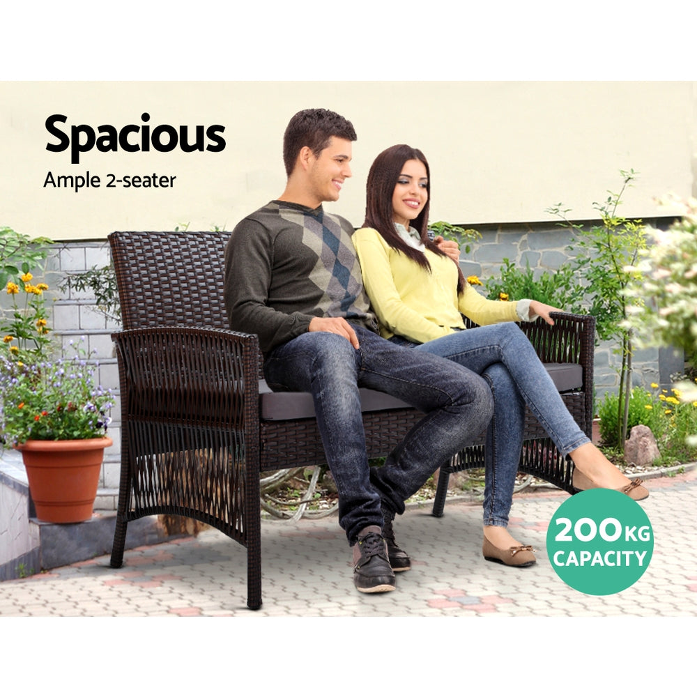 Gardeon Outdoor Furniture Rattan Set Wicker Cushion 4pc Brown