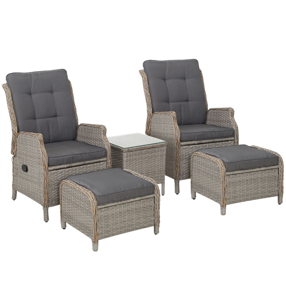 Gardeon Recliner Chairs Sun lounge Outdoor Setting Patio Furniture Garden Wicker