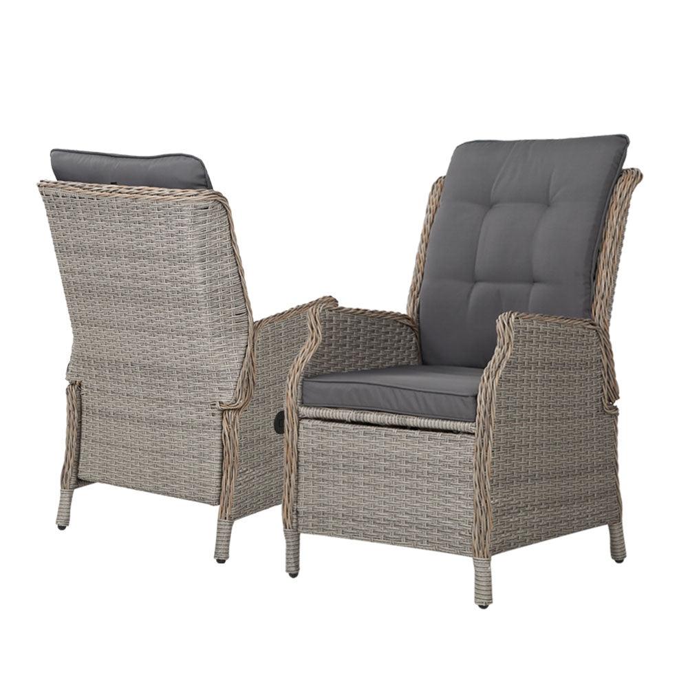 Gardeon Recliner Chairs Sun lounge Outdoor Setting Patio Furniture Garden Wicker