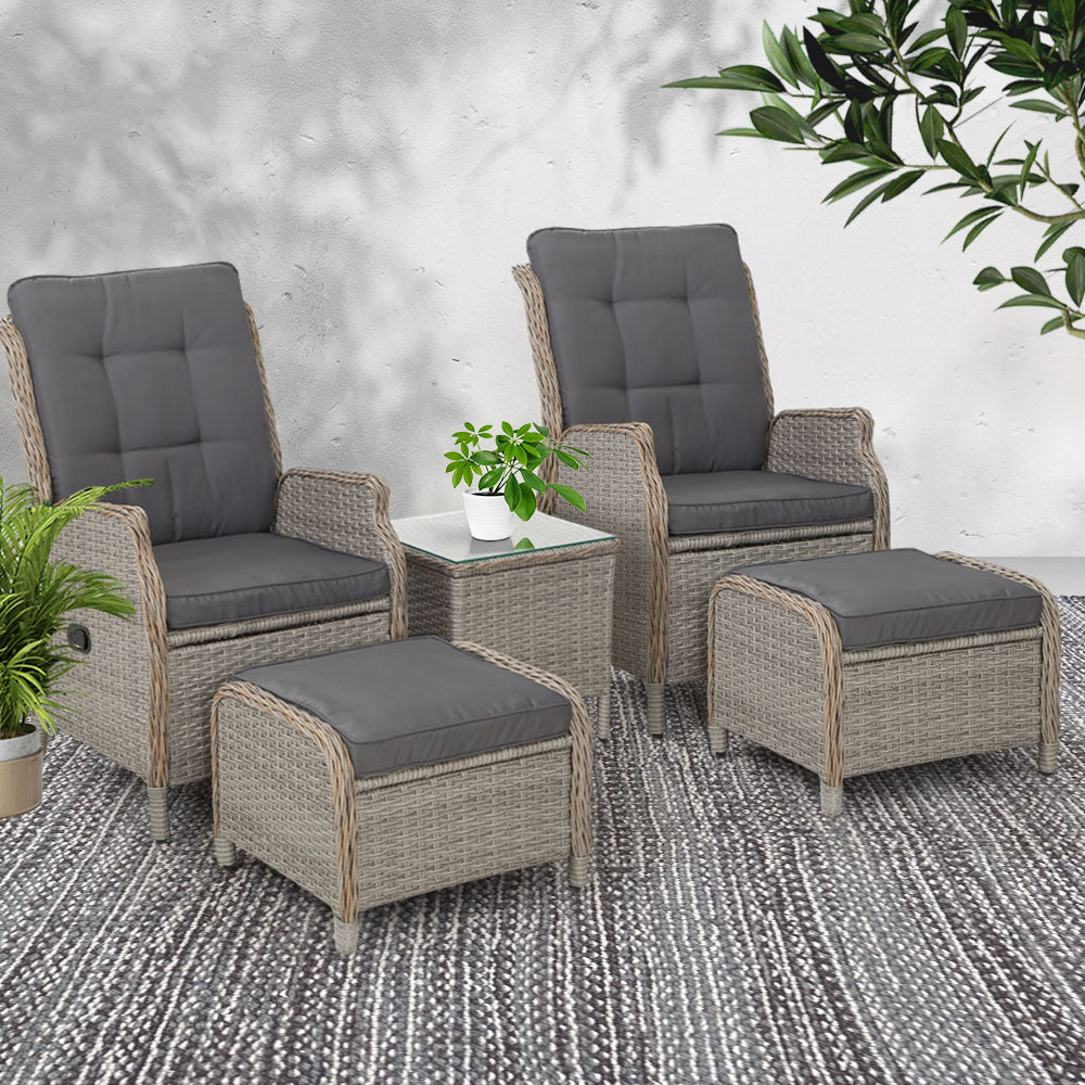 Gardeon Recliner Chairs Sun lounge Outdoor Setting Patio Furniture Garden Wicker