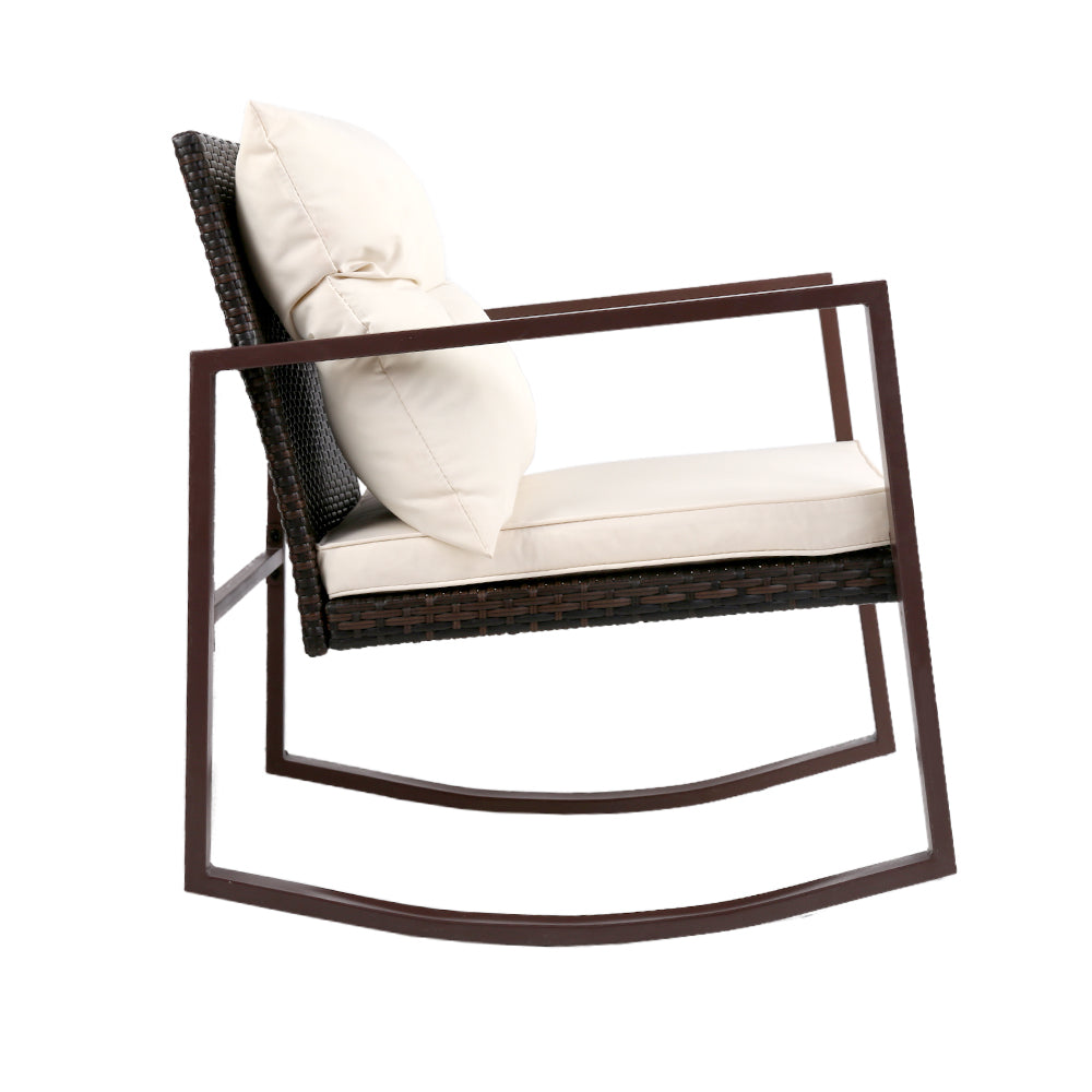 Gardeon Outdoor Chair Rocking Set - Brown