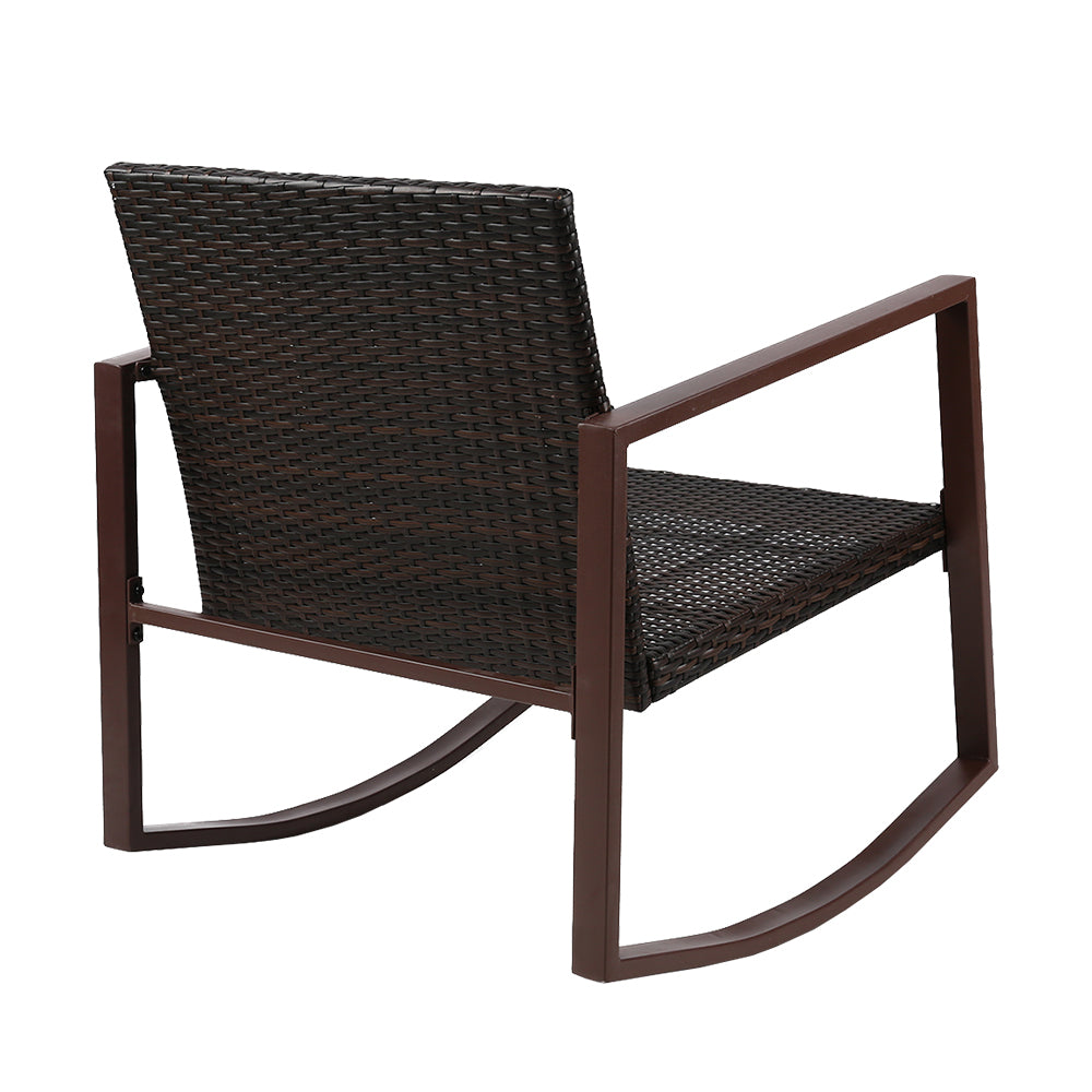 Gardeon Outdoor Chair Rocking Set - Brown