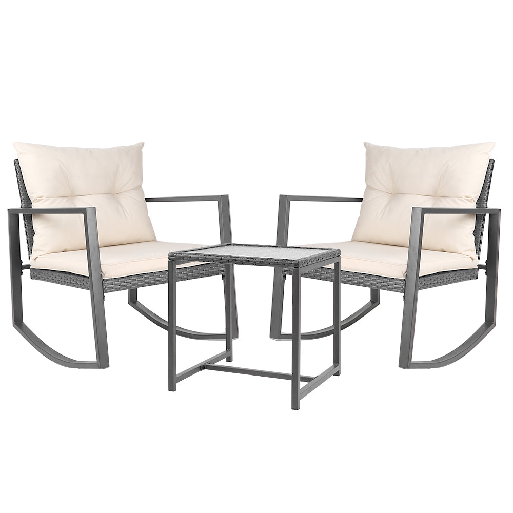 Gardeon Outdoor Chair Rocking Set - Grey