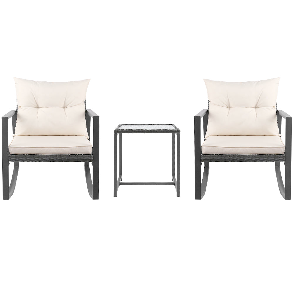 Gardeon Outdoor Chair Rocking Set - Grey