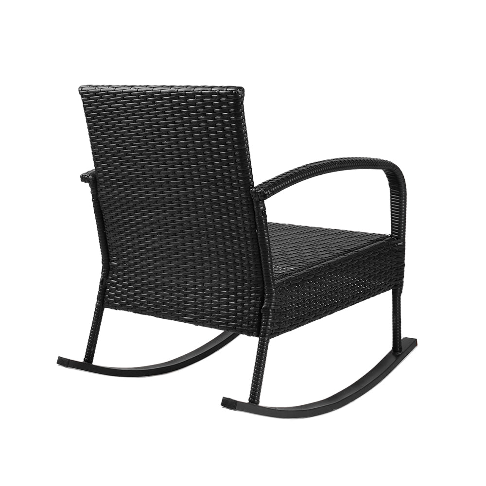 Gardeon 3 Piece Outdoor Chair Rocking Set - Black