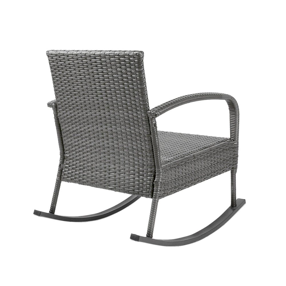 Gardeon 3 Piece Outdoor Chair Rocking Set - Grey