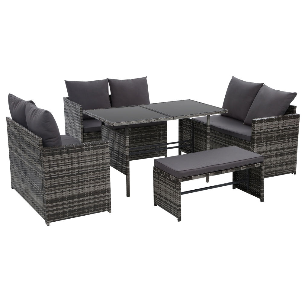 Gardeon Outdoor Furniture Dining Setting Sofa Set Lounge Wicker 8 Seater Mixed Grey